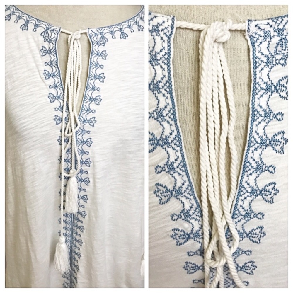 Hippie Boho Embroidered Tassel Top SM - Picture 5 of 8